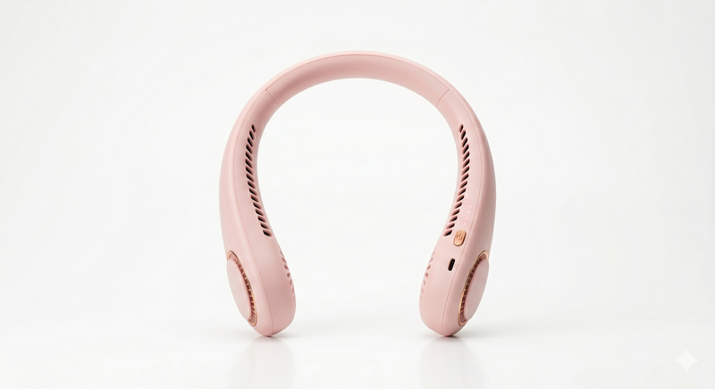 Rose Pink - AEROVIBE Bladeless Neck Fan | 20h Battery | 5 Speeds | USB-C Rechargeable | LED Light